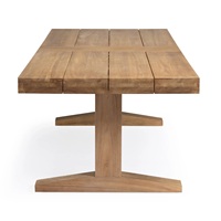 Table à manger rectangulaire moderne en bois massif, pieds en T, portable, imperméable, écologique, durable, design minimaliste, pour la maison, l'hôtel, le bureau, 10+ personnes