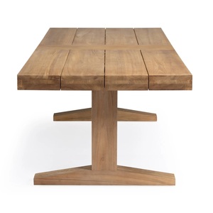 Mesa de Comedor Rectangular Moderna de Madera Maciza con Patas en T, Portátil, Impermeable, Ecológica, Duradera, Diseño Minimalista para Hogar, Hotel, Oficina - Product Image 3