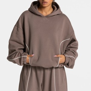 Ensemble de survêtement ample pour femme, taille adulte, avec logo personnalisé, tenue décontractée, ensemble de survêtement uni pour femme - Product Image 3