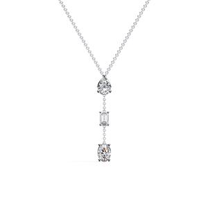 Collier Lariat avec perle émeraude et diamant ovale PT950 cultivé en laboratoire, chaîne fine, collection de bijoux en diamant - Product Image 3