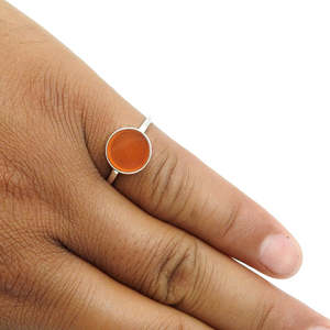 Brilliant Round Cut Natural Carnelian Gemstone <b>Ring</b> Crafted From 925 <b>Sterling</b> <b>Silver</b> Bezel <b>Set</b> Sacral Chakra Style Bohemian <b>Ring</b> - Product Image 5
