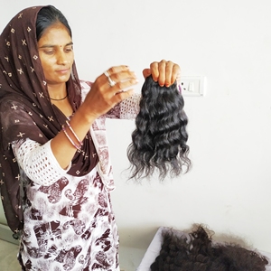 Remy sin procesar un donante 100% paquetes naturales fabricantes indios onda suelta venta al por mayor extensiones de cabello humano ondulado de Color negro - Product Image 3