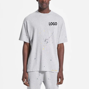 เสื้อยืดคอตตอนสีดำพิมพ์ลายโลโก้ตามสั่งขายส่ง เสื้อยืดดีไซน์เนอร์ทรงโอเวอร์ไซส์สำหรับผู้ชาย เสื้อยืดคอตตอน 100% - Product Image 4