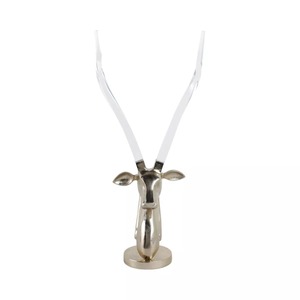 Sculpture moderne de tête de cerf avec bois de cerf en acrylique transparent, décoration artistique faite à la main pour table de salon - Product Image 5