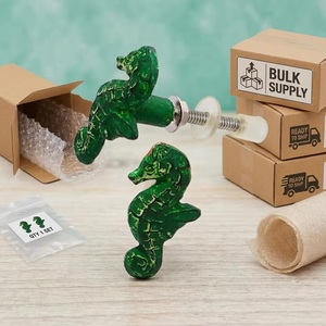 Poignée de meuble en fonte en forme de hippocampe vert, style côtier, pour armoire, commode, bar, cuisine, salle de bain - Product Image 6