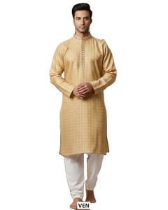 Nawab Classic Jacquard <b>Silk</b> Men's Floor-Length Traditional Pathani Set for Diwali & Wedding - Product Image 1
