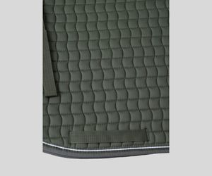 Vente en gros de tapis de selle 100% coton pour chevaux, tout usage, dressage, équitation, rembourrage doux, garniture carrée bicolore, coque en cuir, polaire - Product Image 4