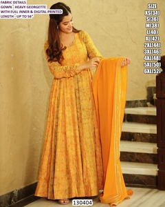 ชุดเดรส Anarkali ผ้าจอร์เจตต์ปักลาย Bandhani สไตล์ราชวงศ์ ยาวกรอมพื้น แบบดั้งเดิม แห้งเร็ว เหมาะสำหรับงานแต่งงาน งานปาร์ตี้ และงาน Diwali - Product Image 5