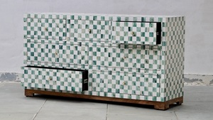 Elegant Bone Inlay Bedroom Cabinet Handmade Wooden Drawer <b>Chest</b> Custom Living Room Cabinet with 4 Drawers Modern Furniture - Product Image 2