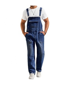 Men's Baggy Denim Bib Overalls Vintage Contrast Breathable Work <b>Dungarees</b> Sloppy Coveralls Big Pockets Casual Wear Construction - Product Image 2