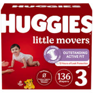 Pañales Huggies Little Movers Talla 3, Paquete de 136 Unidades para Bebés de 7 a 13 kg, Pañales de Tela de Algodón Estampados - Product Image 2