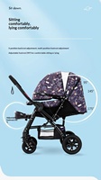 Poussette bébé légère pliable en métal à quatre roues, capacité de charge 15 kg, position assise et allongée, amortissante, pour nouveau-né, grande taille