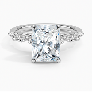 BOJ <b>Ring</b> 0108 Radiant Cut 925 <b>Silver</b> Leaves and Buds Setting <b>Solitaire</b> Diamond <b>Ring</b> 2ct D Color VVS1 Moissanite GRA Certified - Product Image 1