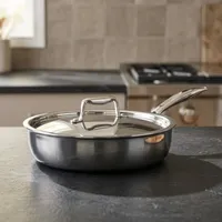 Wajan Goreng Stainless Steel Triply 304 Grade 24Cm Permukaan Anti Lengket untuk Menggoreng, Menumis, dan Memanggang, Sangat Diminati