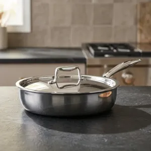 Poêle à frire triple couche en acier inoxydable 304 de 24 cm, très demandée, avec surface antiadhésive pour saisir, sauter et griller - Product Image 3