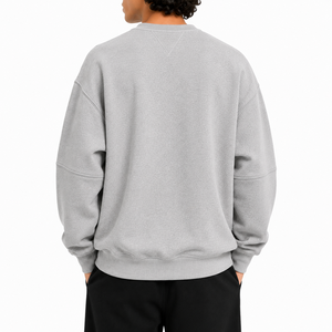 Sweat-shirt à col rond ample et oversize en coton gris épais pour homme, personnalisable avec logo - Product Image 2
