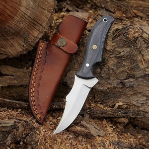 มีดล่าสัตว์ มีดตั้งแคมป์ มีดพกพา EDC ใบมีดแบบ Fixed Blade ด้ามจับแบบ Full Tang สำหรับกิจกรรมกลางแจ้ง มีดแล่เนื้อ ด้ามไม้ Pakka สีดำ ปลอกหนังแบบ Rustic ผลิตจากโรงงานโดยตรง รับผลิตแบบ OEM - Product Image 3