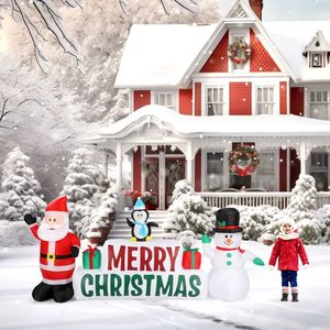 9.8 FT Lighted Christmas Inflatable Santa Claus & Snowman Funny Blow Outdoor Holiday Yard Decorations Merry Christmas Sign - Product Image 4