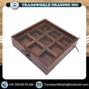 Handcrafted Wooden Spice Box Masala Dabba <b>Storage</b> Container with Hinged Lid Traditional Kitchen Spice <b>Storage</b> Box For Sale - Product Image 6