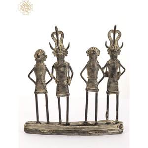 รูปปั้นทองเหลืองขนาด7นิ้วทำด้วยมือจากอินเดียสองคู่ที่ยืนอยู่บนฐานรูปปั้นที่ไม่เหมือนใคร - Product Image 4