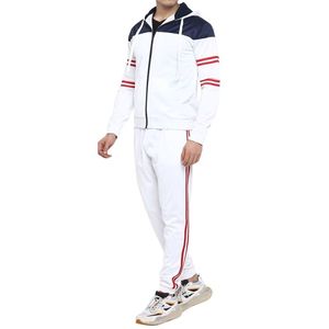 Ensemble de survêtement deux pièces blanc premium pour homme, vêtements de sport personnalisés, ensemble de jogging, tenue de course, vêtements de gym, fabricant OEM ODM - Product Image 2