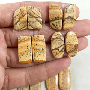 Pierre précieuse naturelle de haute qualité, jaspe naturel, paire de cabochons, 20mm-35mm, pour la fabrication de bijoux en laiton argenté - Product Image 3