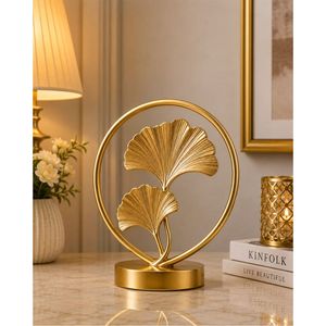 Vente en gros d'ornements de style nordique en forme de feuille de Ginkgo Biloba dorée, sculpture en métal artisanale, décoration de luxe pour la maison, art de table pour le salon - Product Image 1