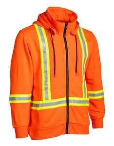 Sweat-shirt de sécurité réfléchissant orange à fermeture éclair, haute visibilité, pour travaux de construction et travaux routiers - Product Image 3