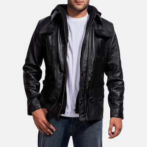 Chaqueta de Cuero para Hombre, Resistente al Viento e Impermeable, Ecológica, con Tela de Lona, Estilo Urbano, Colores Personalizados, Tallas Variadas - Product Image 4