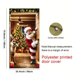 Bannière de porte Joyeux Noël, décoration suspendue Père Noël et <span class=keywords><strong>rennes</strong></span>, toile de fond durable en polyester pour fête de Noël, pour <span class=keywords><strong>la</strong></span> maison et l'extérieur - Product Image 5