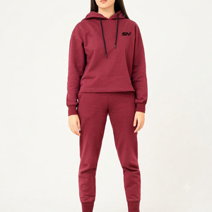 Top Selling Winter Women Lightweight Fleece Tracksuit Plus Size Elastic Waist Breathable Solid Women's Cotton <b>Pullover</b> Tracksuit - Product Image 1