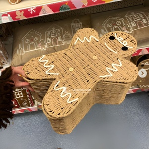 Caja de almacenamiento de cuerda de papel de paja de hombre de jengibre, cesta de regalo de artesanía de Navidad ecológica artesanía de Viettimecraft - Product Image 2