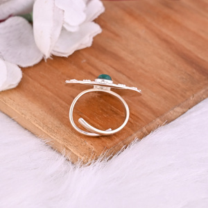 Bague circulaire en onyx vert naturel, pierre précieuse |   Argent sterling 925 - Product Image 6