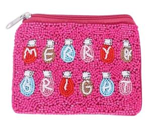 Joyería con estilo bordado hecho a mano MEJOR MAESTRO EVER Seed Beaded Mini Zipper Bag Unique Luxury & Elegant Cute Fancy DE LA India - Product Image 3