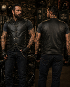 Premium <b>Men's</b> PU <b>Leather</b> Vest Sleeveless <b>Waistcoat</b> Vintage Fashion Casual Outerwear OEM ODM Private Label Wholesale Supplier - Product Image 4