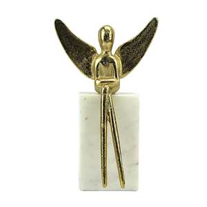 Jaffs Exports JE2085 Golden Angel Figurine Sculpture Aluminium Base Contemporary Decor Artistic Handmade Eco-Friendly Living - Product Image 4