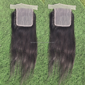 Extensiones de Cabello Humano Remy Indonesiano, Cierre de Cabello Liso Negro con Doble Trama a Máquina, 100% Cabello Virgen con Cutícula Alineada - Product Image 1