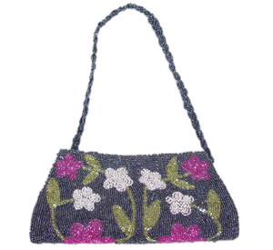 Bolso de Mano de Satén con Cuentas Florales y Correa para el Hombro, Accesorio Elegante Hecho a Mano para Fiestas por Lowellcraft.com - Product Image 1