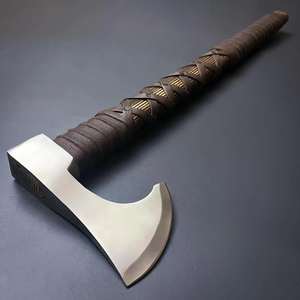 Hacha Vikinga Tradicional de Alta Calidad, Forjada a Mano en Acero de Damasco, con Mango de Madera, para Camping, Supervivencia, Bricolaje y Uso Multipropósito - Product Image 3