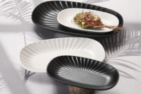 Assiette ovale en mélamine de 10 pouces, qualité alimentaire, légère, pour service BBQ, fondue, incassable, pour restaurant, assiette à viande