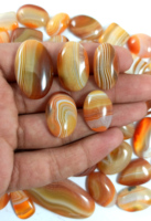 Cabochon en onyx rouge jaune rayé naturel, pierre précieuse en vrac pour l'artisanat DIY, pendentif de créateur, collier, pierre précieuse en cristal pour la bijouterie