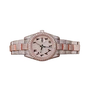 Reloj Moissanite de oro rosa con diamantes, elegante caja de acero inoxidable, movimiento ETA de cuarzo de lujo de alta calidad, esfera de cristal analógico de 20mm - Product Image 1