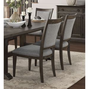 Ensemble de 2 chaises d'appoint marron-gris, revêtement en tissu, meubles de salle à manger en bois avec dossier pour salle à manger - Product Image 3