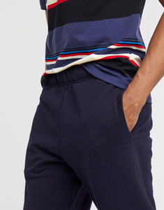 Men's Navy Blue Corduroy Sweatpants With Side Pockets Elastic Waist Casual Autumn Wear Breathable Midweight Knitted Pants - Product Image 2