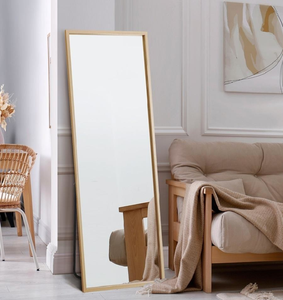 Multi-functional full length <b>mirror</b> integrated with a wooden side shelving <b>storage</b> rack, available at wholesale prices. - Product Image 2