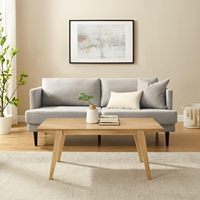Mesa de Centro Moderna Estilo Japandi, Minimalista, de Madera Sólida con Texturas Orgánicas, Diseño Contemporáneo de Líneas Limpias, Rectangular, Fácil de Armar