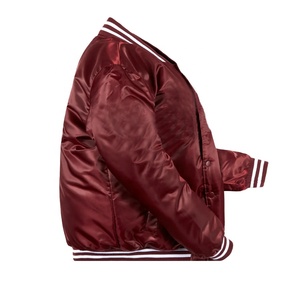 Blouson universitaire d'hiver en satin matelassé losanges bordeaux respirant pour homme grande taille en polyester avec doublure en satin - Product Image 3