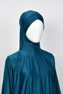 Traje de Baño Burkini Modesto para Mujer, Ropa de Playa y Piscina, Traje de Baño de Cuerpo Entero, Manga Larga, Color Azul Sólido - Product Image 3