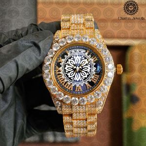 Reloj Mecánico de Acero Inoxidable para Hombre ICED OUT, Caja Redonda de 43 mm, Esfera Verde, Bisel con Diamantes, Reloj Analógico de Lujo con Indicador de Fecha - Product Image 4