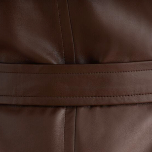 Warm Women Long Coat Fashion Winter Overcoat Breathable Knitted Leather Plain Dyed Customized Color Outerwear Stylish Trench - Product Image 5